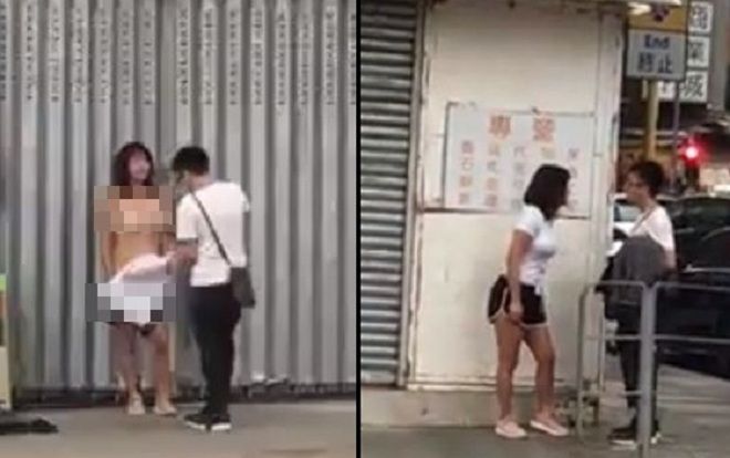 Cãi nhau với bạn trai, cô gái cởi đồ ngay giữa phố đông người