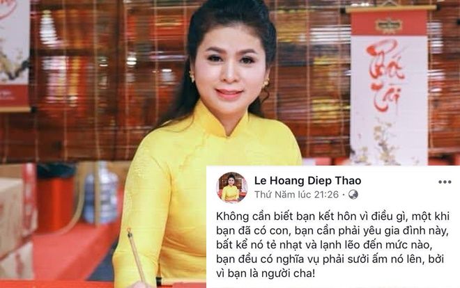 Bà Lê Hoàng Diệp Thảo bất ngờ ẩn ý về trách nhiệm của một người cha khi ngày xét xử vụ ly hôn đang cận kề