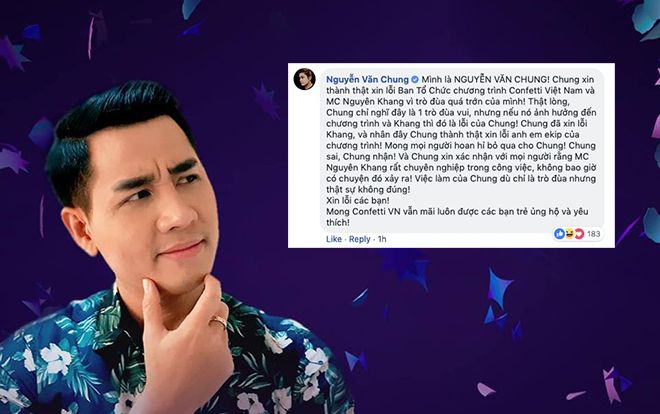 Thực hư chuyện MC Nguyên Khang tiết lộ đáp án Confetti Vietnam trước giờ lên sóng