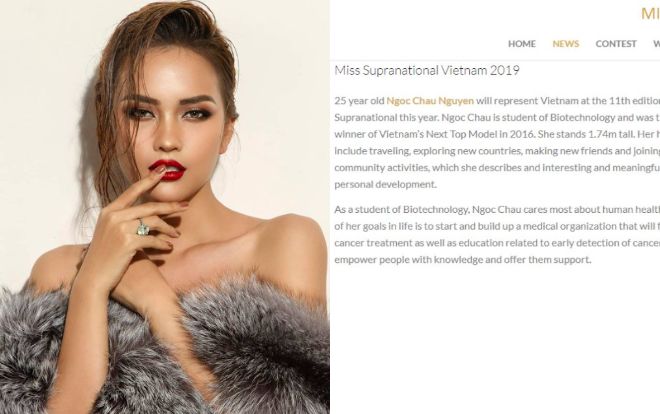 Ngọc Châu bất ngờ xuất hiện chễm chệ trên trang chủ Miss Supranational, quyết 'đòi nợ' cho Minh Tú