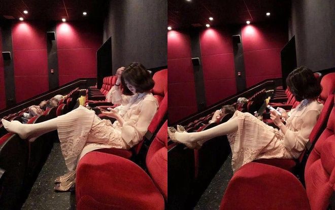 Gái xinh vô tư mặc váy, tháo cả giày để gác chân lên ghế rạp chiếu phim: 'Đẹp mà không biết cư xử cũng bằng thừa!'