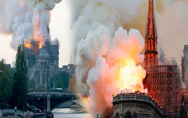Clip: Kinh hoàng Nhà thờ Đức Bà Paris (Pháp) chìm trong biển lửa