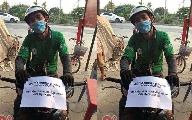 Chàng Grab với tấm biển quảng cáo 'đã tốt nghiệp Đại học' khiến cư dân mạng vừa cười vừa thương