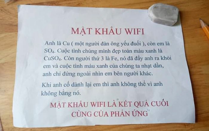 Cư dân mạng đau đầu giải phương trình Hoá học để lấy mật khẩu Wi-Fi, nhưng kết quả mới thật sự bất ngờ