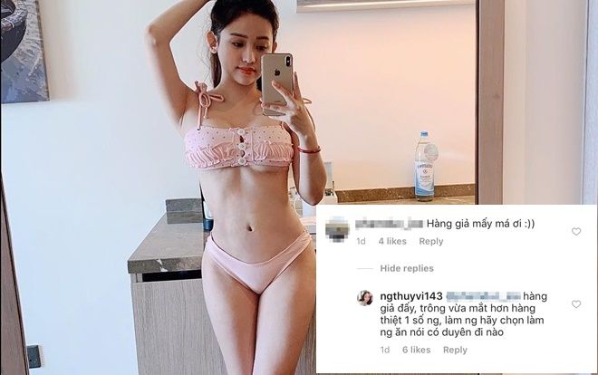 Bị mỉa mai thân hình toàn 'hàng giả', Thúy Vi đáp trả cực gắt!