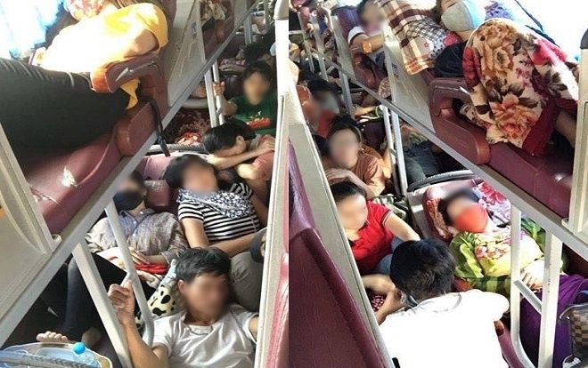 Chen chúc đến 'ngạt thở', nhích từng centimet trên xe khách dịp lễ 30/4 - 1/5