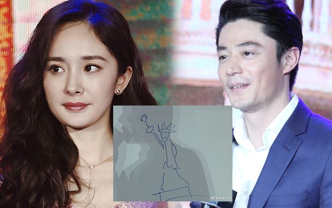 Họp báo 'Cự tượng': Dương Mịch đẹp tựa nữ thần, Hoắc Kiến Hoa hơi béo ra, răng ố vàng và gây cười khi vẽ tranh