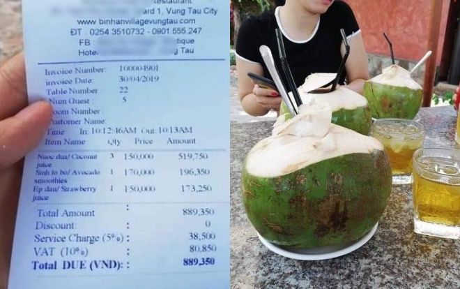 'Chặt chém' trái dừa 150 ngàn, sinh tố 170 ngàn ở Vũng Tàu: Người chỉ trích, người lên tiếng 'ở Villa thì phải chịu'