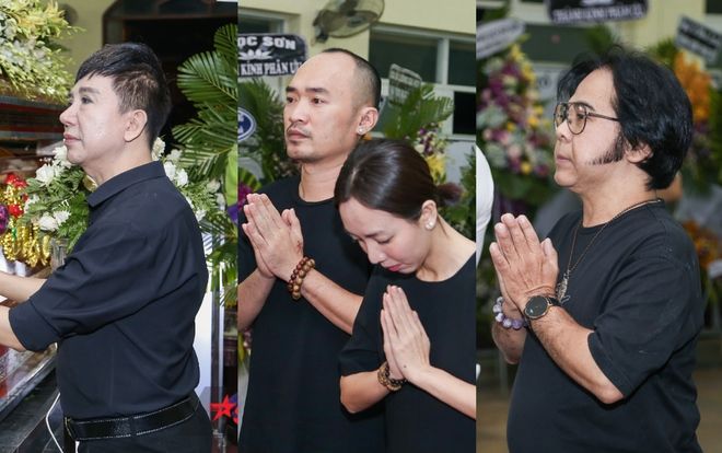Nghệ sĩ Bạch Long, Long Nhật ngậm ngùi, Thu Trang cùng Tiến Luật đội mưa đến viếng cố nghệ sĩ Lê Bình