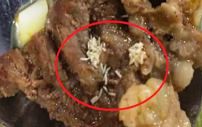 'Lợm giọng' khi phát hiện giòi bò lúc nhúc, làm ổ bên trong khẩu phần ăn trưa của công nhân