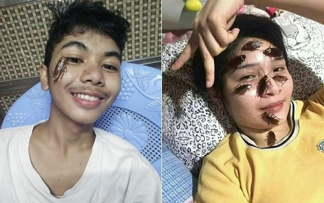 Sởn gai ốc trước thử thách đặt gián lên mặt làm khuynh đảo giới trẻ