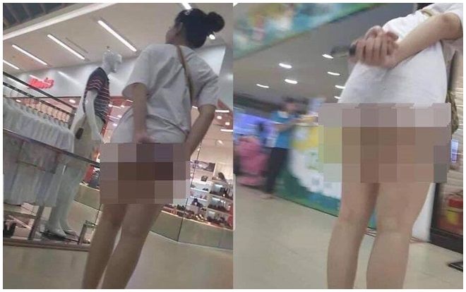 'Nóng' hơn mùa hè, cô gái hồn nhiên không mặc quần, lộ nguyên vòng 3 khi đi siêu thị