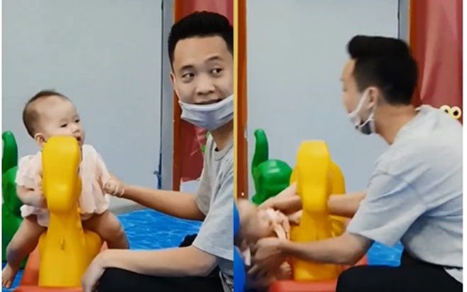JustaTee thay vợ trông con, 'khéo léo' đến mức để con 'té sấp mặt'