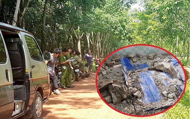Vụ 2 thi thể trong khối bê tông ở Bình Dương: Lực lượng chức năng rà soát vườn cao su cạnh hiện trường