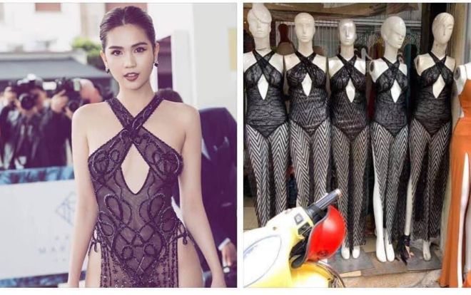 Chiếc váy 'gợi dục' của Ngọc Trinh bất ngờ xuất hiện nhiều phiên bản nhái hở thô thiển