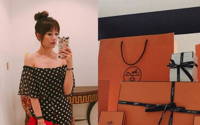 Đâu thua chị kém em, Hari Won cũng được chồng mua hàng hiệu, chất ngập giường
