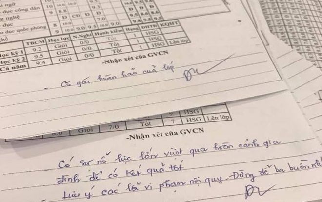 Xúc động lời phê trong sổ liên lạc của thầy giáo Sài Gòn