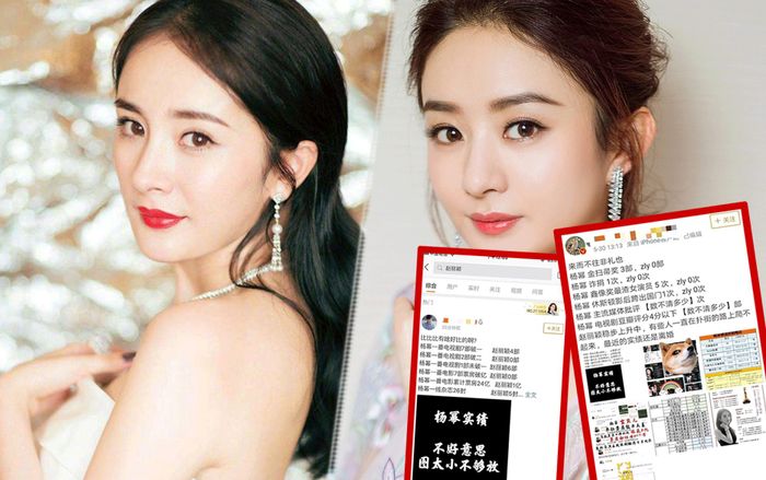 Fandom Triệu Lệ Dĩnh và Dương Mịch tuyên chiến với nhau: 'Thần tượng chúng tôi không có quỵt tiền từ thiện hay đạt giải cây chổi vàng'