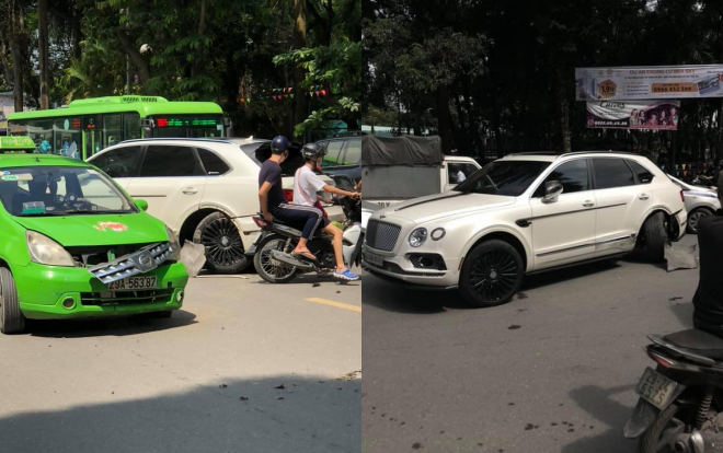 Taxi ‘nhọ nhất năm’ tông gãy bánh siêu xe Bentley hàng chục tỷ