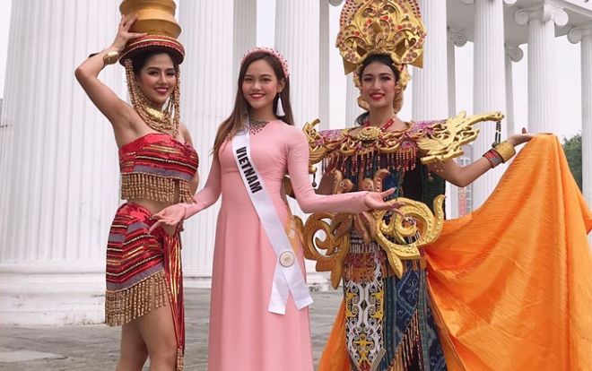 Đại diện Việt tại Miss Landscapes International bị chỉ trích vì chọn trang phục dân tộc nhạt nhòa như đi bê tráp