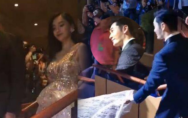 Đập tan tin đồn ly hôn, Huỳnh Hiểu Minh xuất hiện cùng Angelababy, chu đáo nâng váy giúp vợ