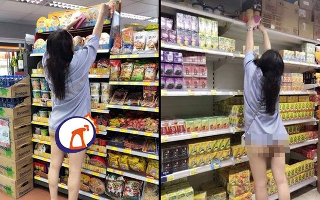 Ăn mặc hớ hênh đi siêu thị, cô gái trẻ khiến người xung quanh đỏ mặt
