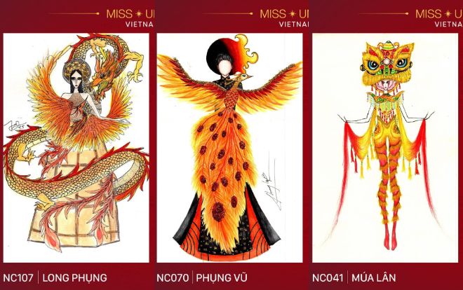 Trang phục dân tộc Hoàng Thùy: Xuất hiện 'tứ Linh' Long - Lân - Phụng được fan share rần rần