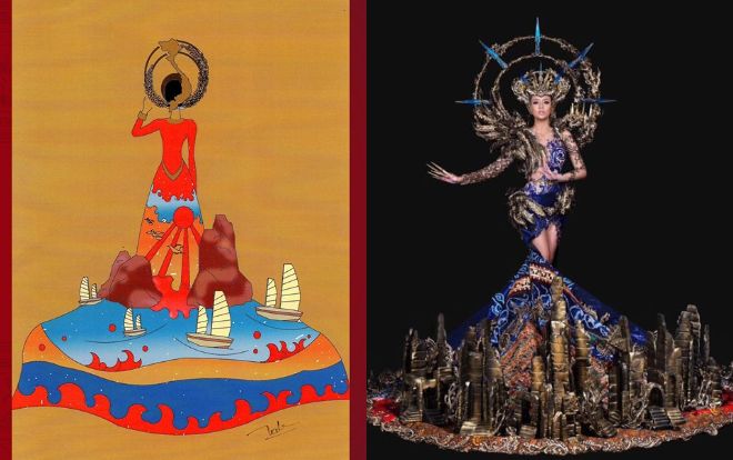 Vừa lên sóng, trang phục dân tộc dành cho Hoàng Thùy bị fan Việt và Indonesia tố đạo nhái ý tưởng