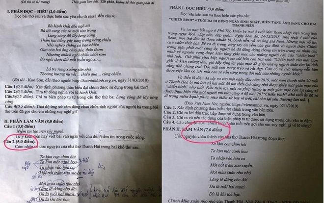 Nghệ An: Đề thi tuyển sinh Ngữ văn lớp 10 'trùng' với đề thi học kỳ II lớp 9?