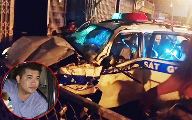 Xe CSGT đâm 1 người tử vong rồi lao thẳng lên vỉa hè tông tiệm vàng