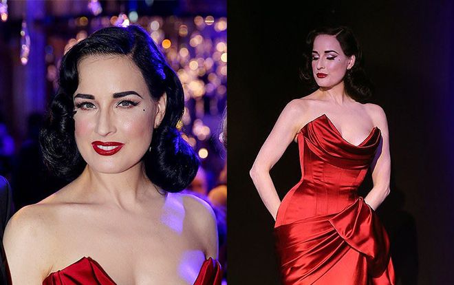 Tan chảy trước vóc dáng quyến rũ của nữ hoàng thoát y Dita Von Teese trong chiếc váy đỏ gợi cảm