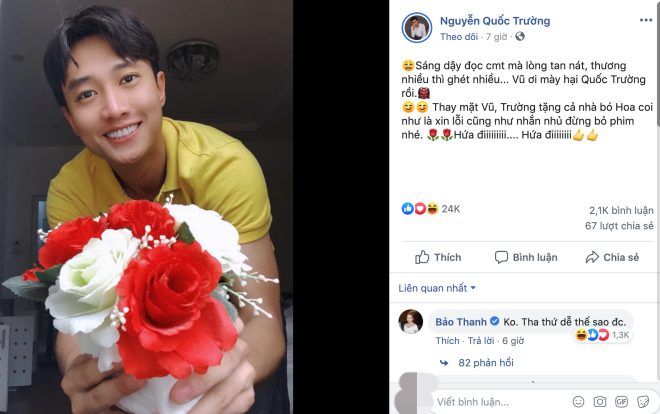 Fans lao vào FB của Quốc Trường thả phẫn nộ vì dám lên giường với gái lạ, gọi Vũ là 'ăn tạp'