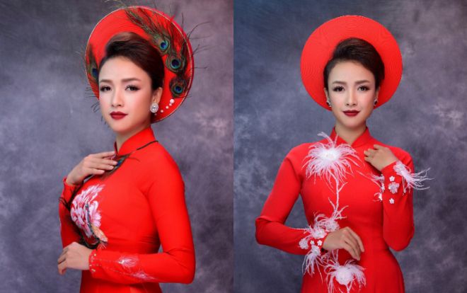 Lê Bê La giảm 17kg tự tin khoe dáng trong áo dài cưới truyền thống