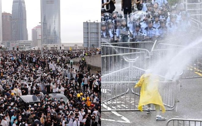 Hàng ngàn người Hong Kong tràn xuống đường phản đối dự luật dẫn độ, cảnh sát phun vòi rồng trấn áp người quá khích