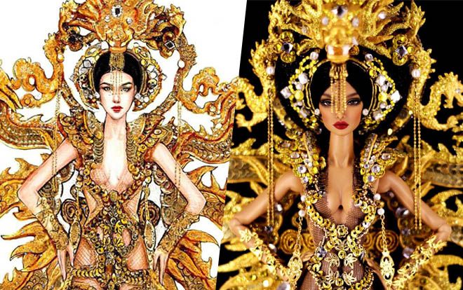 'Mắt tròn mắt dẹt' với mẫu National Costume 'chín rồng' phiên bản búp bê y như thật
