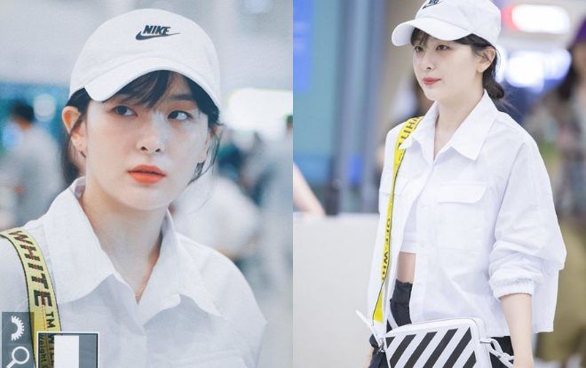 Seulgi (Red Velvet) chỉ diện trang phục trắng đen ra sân bay thôi mà chiếm trọn spotlight của cả nhóm