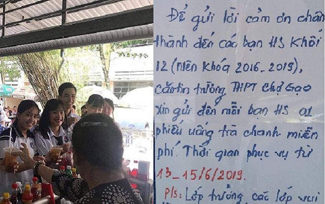 Ghen tị với căn tin 'trường người ta', dành hẳn 3 ngày tặng phiếu trà chanh miễn phí cho học sinh cuối cấp để tri ân tình cảm