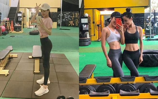 Sau sinh con, Nhã Phương liên tục khoe vòng eo con kiến chăm chỉ trong phòng tập