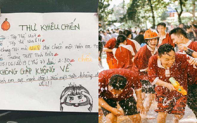 'Đại chiến' bong bóng nước của học sinh THPT Tịnh Biên, gay cấn hấp dẫn đến độ có cả ‘thư khiêu chiến’, ‘lệnh tồng quân’