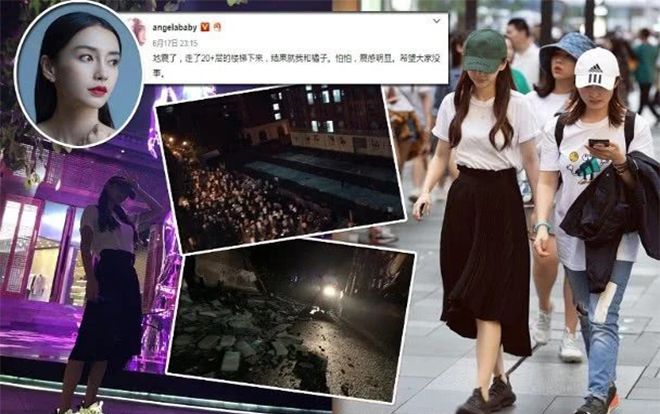 Động đất ở Tứ Xuyên: Angelababy hoảng loạn chạy trốn khỏi 20 tầng lầu, gạch vỡ vương vãi khắp nơi