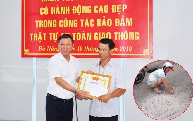 Đà Nẵng khen thưởng anh thợ đá đục bỏ khối bê tông giữa đường vì sợ người khác bị tai nạn
