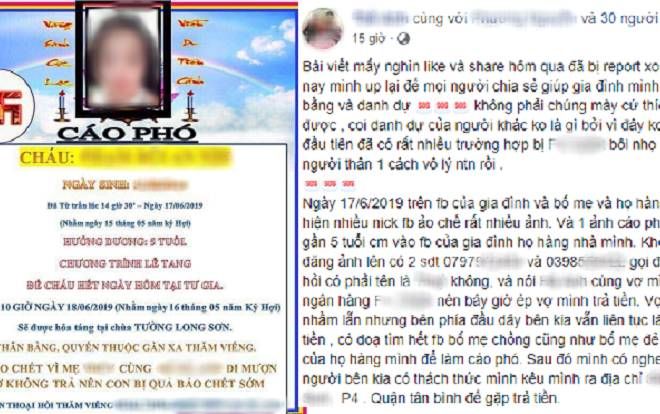 Dùng ảnh bé gái 5 tuổi ghép vào ảnh cáo phó cùng chú thích 'mẹ mượn nợ không trả nên con bị quả báo', công ty tài chính nổi tiếng bị 'ném đá' dữ dội