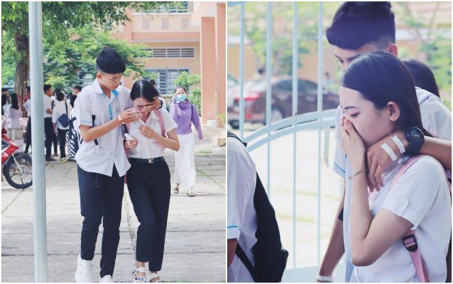 Bức ảnh nam sinh vỗ về cô bạn khóc sau khi ra khỏi phòng thi đầy cảm xúc: 'Đừng lo, có tớ đây rồi'