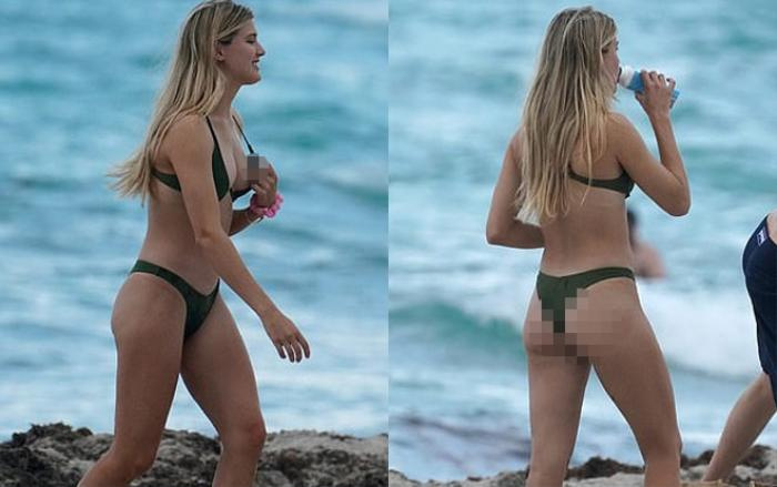 Diện bikini 'tí hon', người đẹp quần vợt Bouchard tự làm lộ “điểm nhạy cảm”