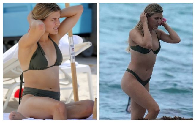 Bị loại khỏi Wimbledon, người đẹp Bouchard gây sốt khi diện Bikini 'tí hon' trên bờ biển