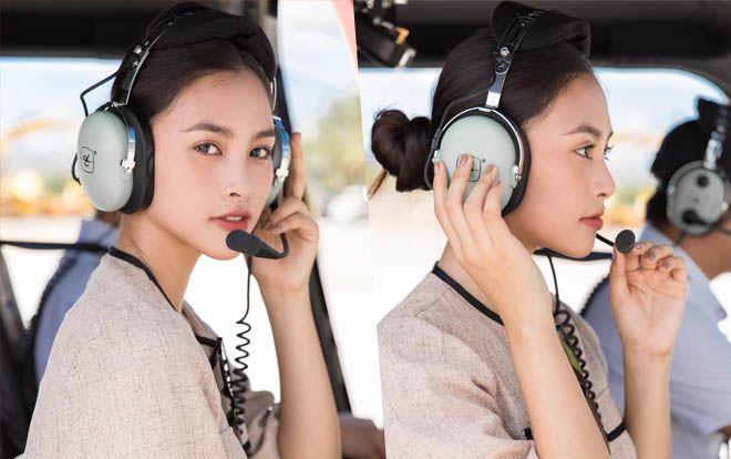Hoa hậu Tiểu Vy xinh đẹp tạo dáng với trực thăng khiến fan ngỡ đâu là diễn viên Thái