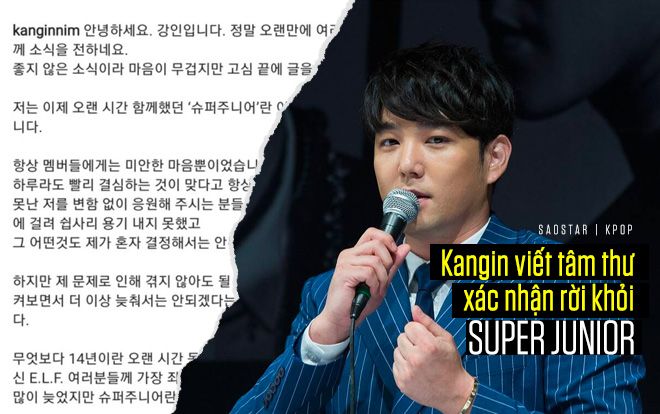 Nóng: Kangin viết tâm thư xác nhận rời khỏi Super Junior