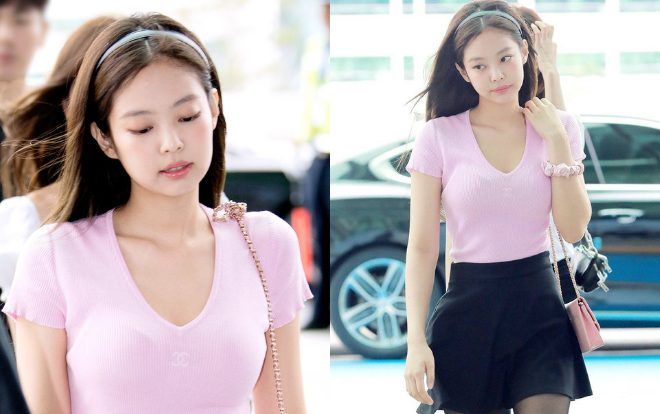 Jennie (Blackpink) đột nhiên ‘bánh bèo hóa’ diện trang phục nữ tính hớp hồn fan tại sân bay