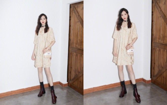 Đường Yên mang giày cao gót, mặc váy dài ôm người phá bỏ tin đồn mang thai