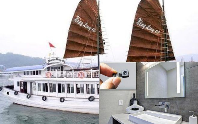 Thuyền viên tàu du lịch vịnh Hạ Long đã trèo lên nóc nhà vệ sinh của tàu để quay khách nữ tắm qua lỗ đục sẵn